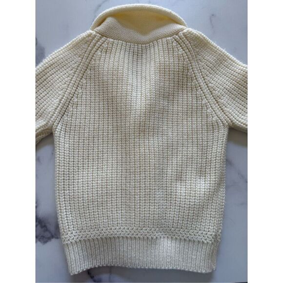 Marathon cream button up grandpa vintage 70s knit unisex kids cardigan sweater - Picture 5 of 5